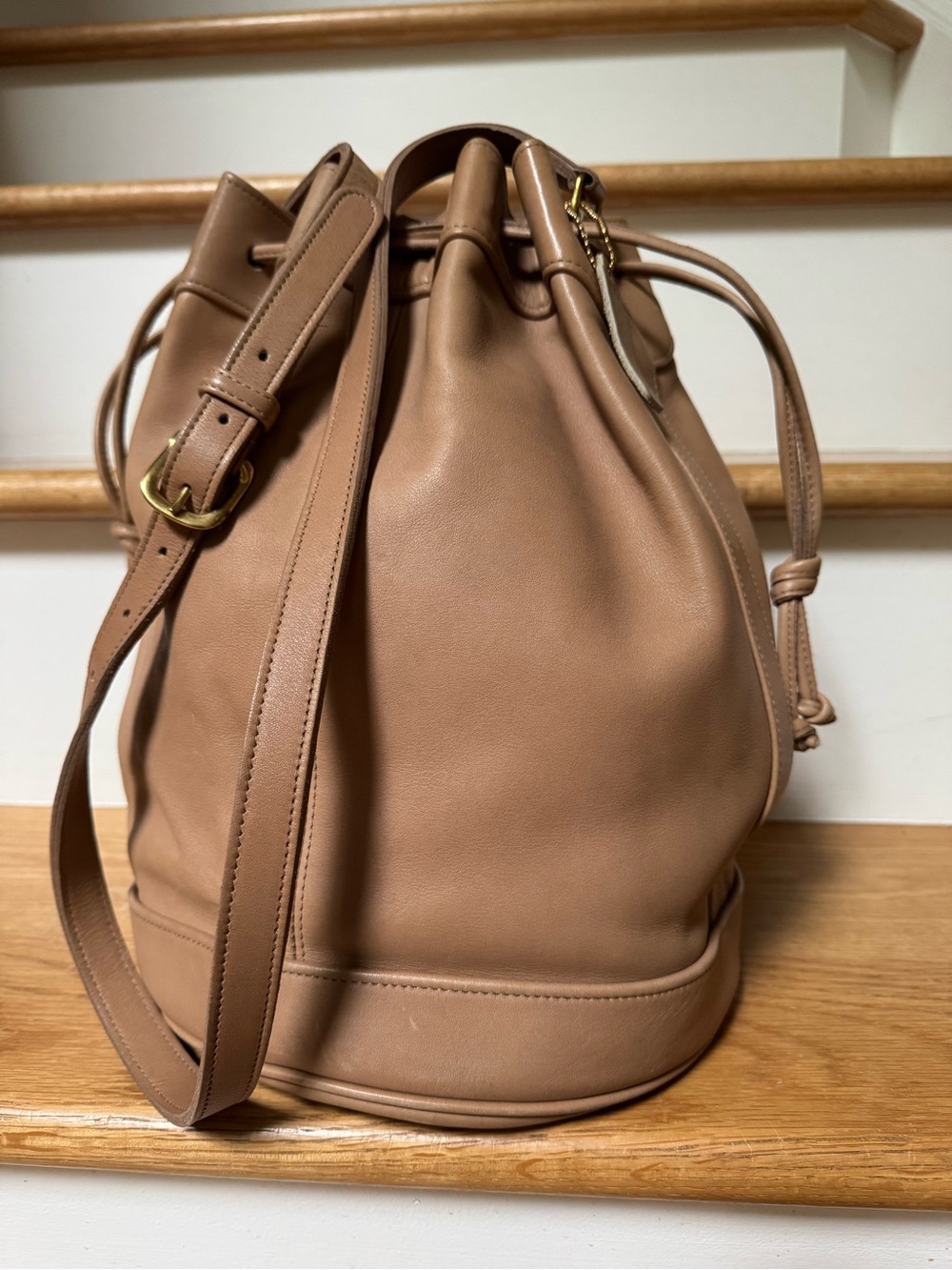 Vintage Coach Duffle Drawstring 4022 Bucket Bag in Taupe - Rare HTF Color
